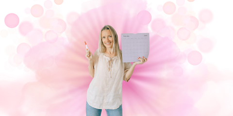 mom holding calendar and marker