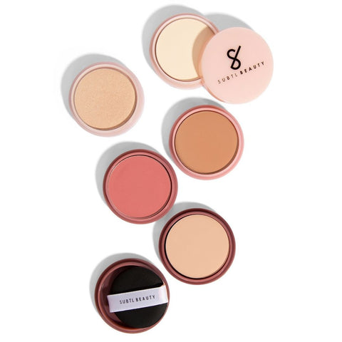Image of Stackable Makeup By Subtl that includes concealer, bronzer, blush, highlighter and shine control powder