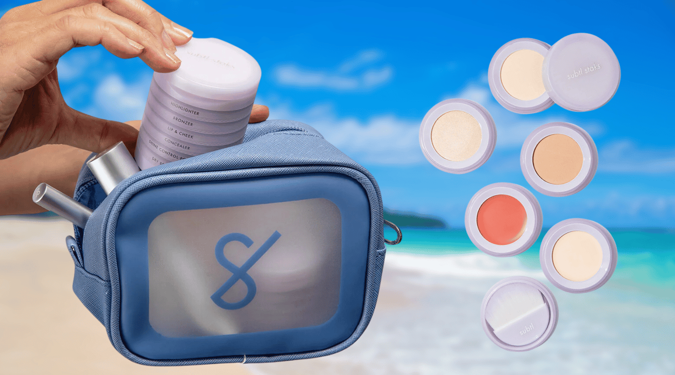 subtl beauty gives you the travel makeup bag must-haves for different climates, featuring the starter stak