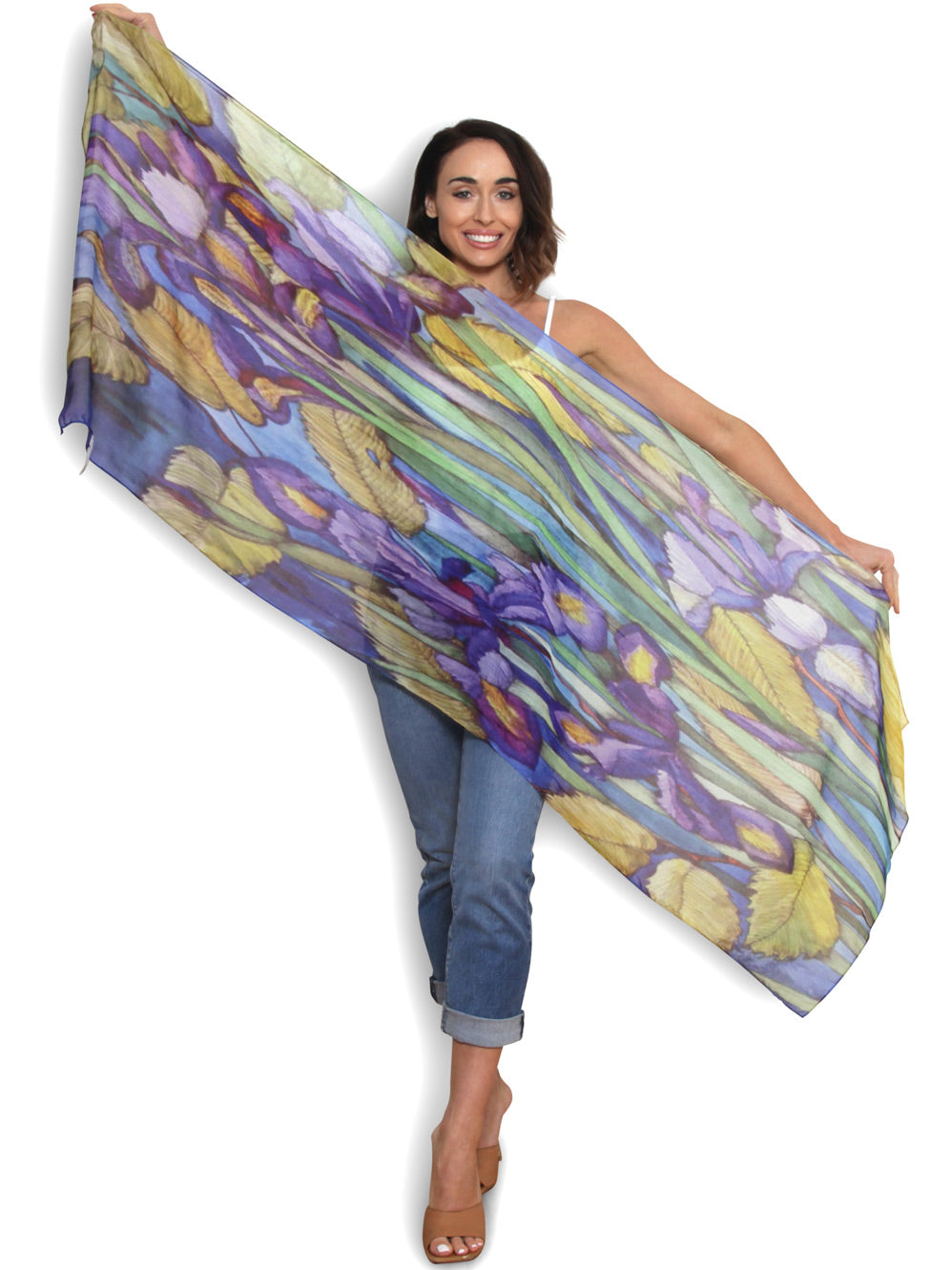 THE ARTISTS LABEL ACORNS AND IRISES SCARF