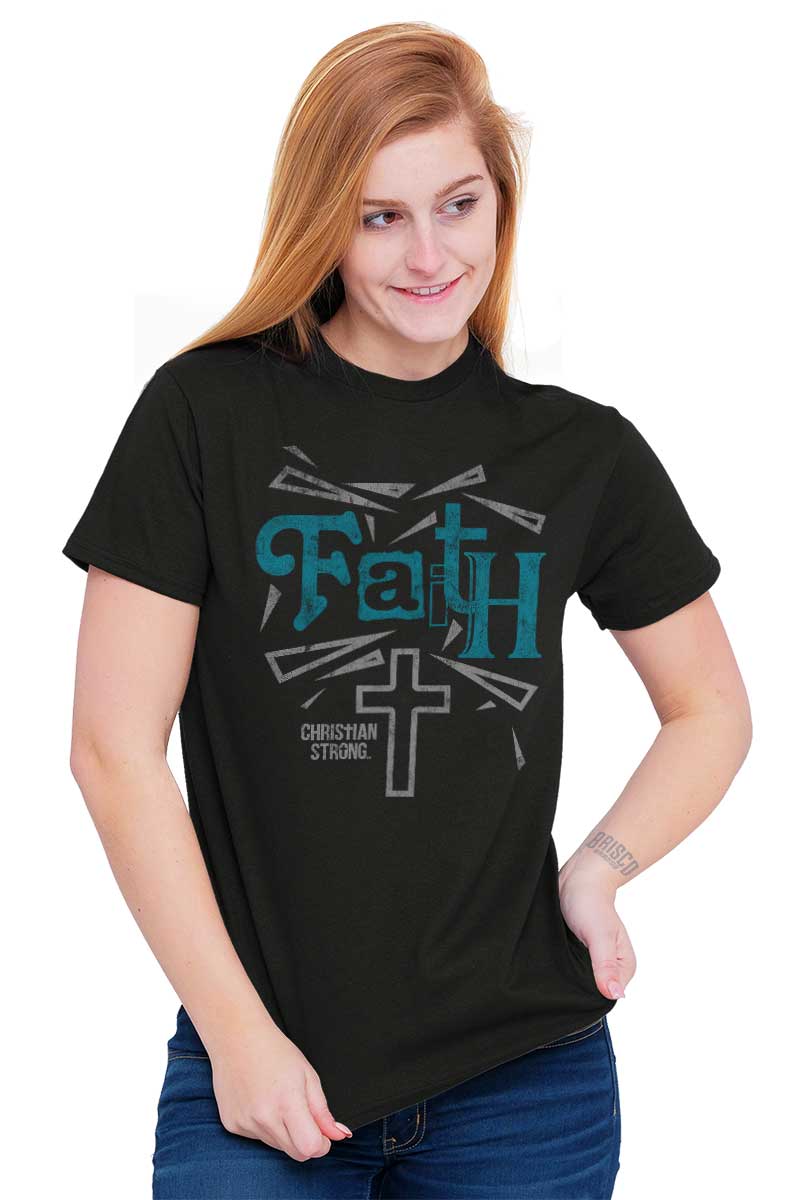 Faith And Cross Heavy Cotton Tee | – Christian Strong