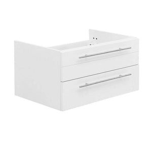 Fresca FCB6130WH-UNS Lucera 30" White Wall Hung Undermount Sink Modern Bathroom Cabinet