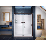 DreamLine DL-6119-CLC-06 Infinity-Z 36 in. D x 60 in. W x 76 3/4 in. H Clear Sliding Shower Door in Oil Rubbed Bronze, Center Drain and Backwalls