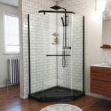 DreamLine DL-6030-88-06 Prism 36 in. x 74 3/4 in. Frameless Neo-Angle Pivot Shower Enclosure in Oil Rubbed Bronze with Black Base Kit