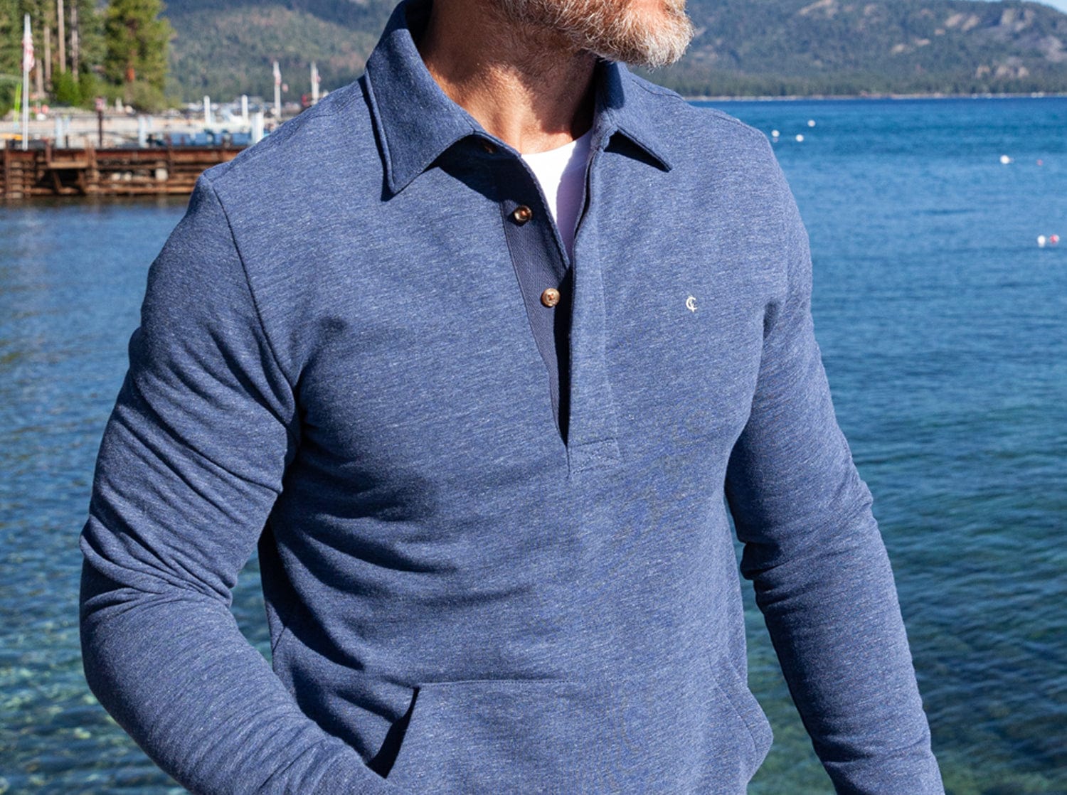 Collared Sweatshirt - Heather Navy - Criquet Shirts product image