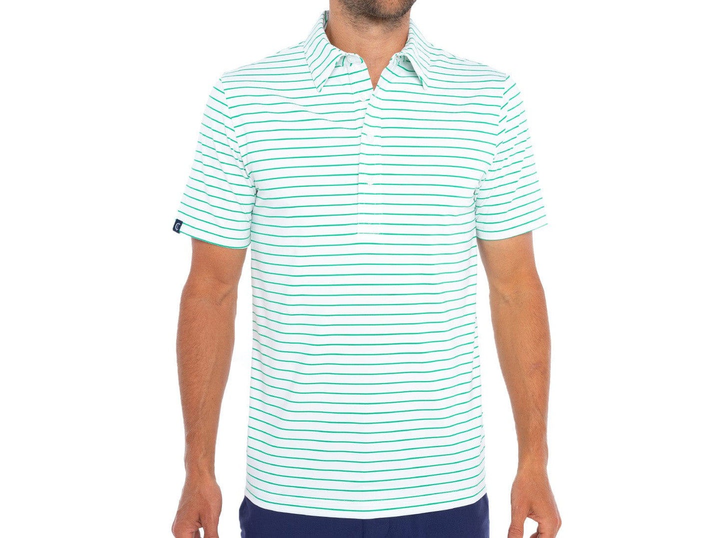 Performance Sport Range Polo - Pencil Stripe - White