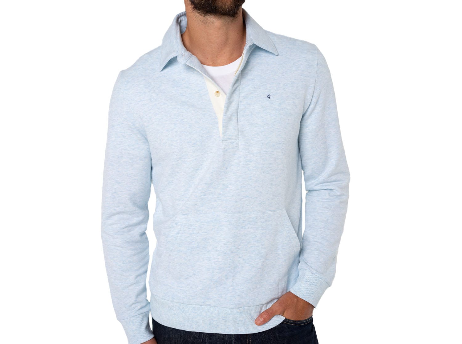 Collared Sweatshirt - Heather Ice - Criquet Shirts product image