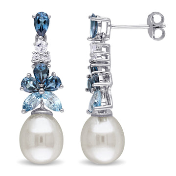 jewelry freshwater pearls topaz gemstones sterling silver earrings