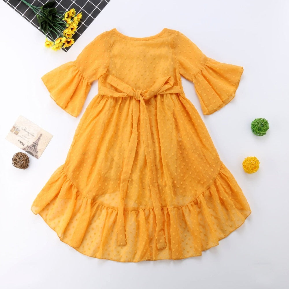 yellow frilly dress