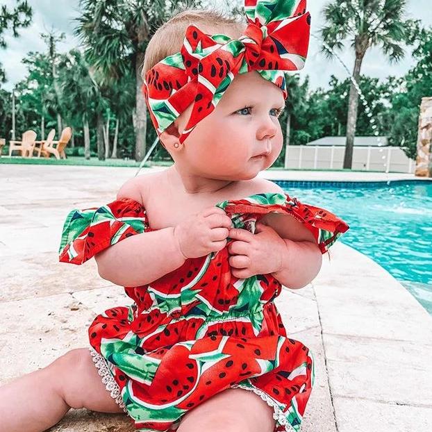 baby girl watermelon romper