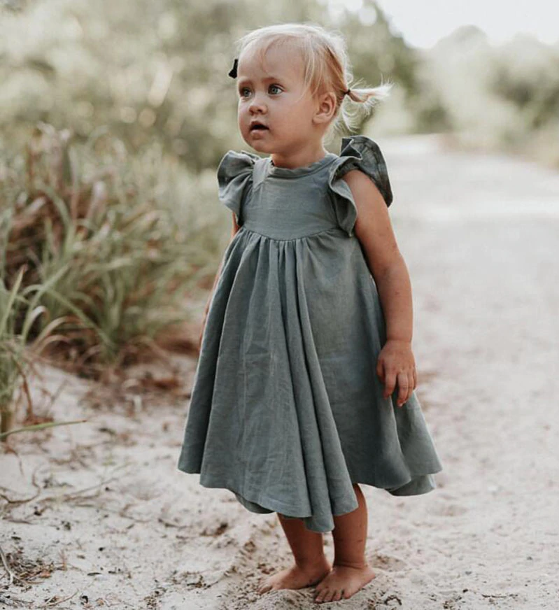 linen ruffle dress