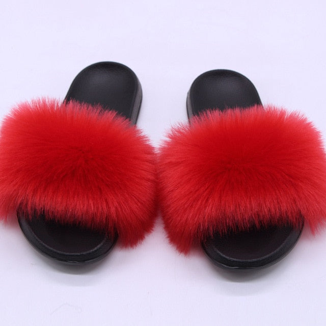 red fuzzy slides