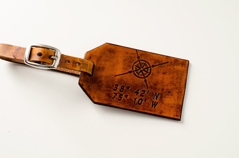 custom leather luggage tag