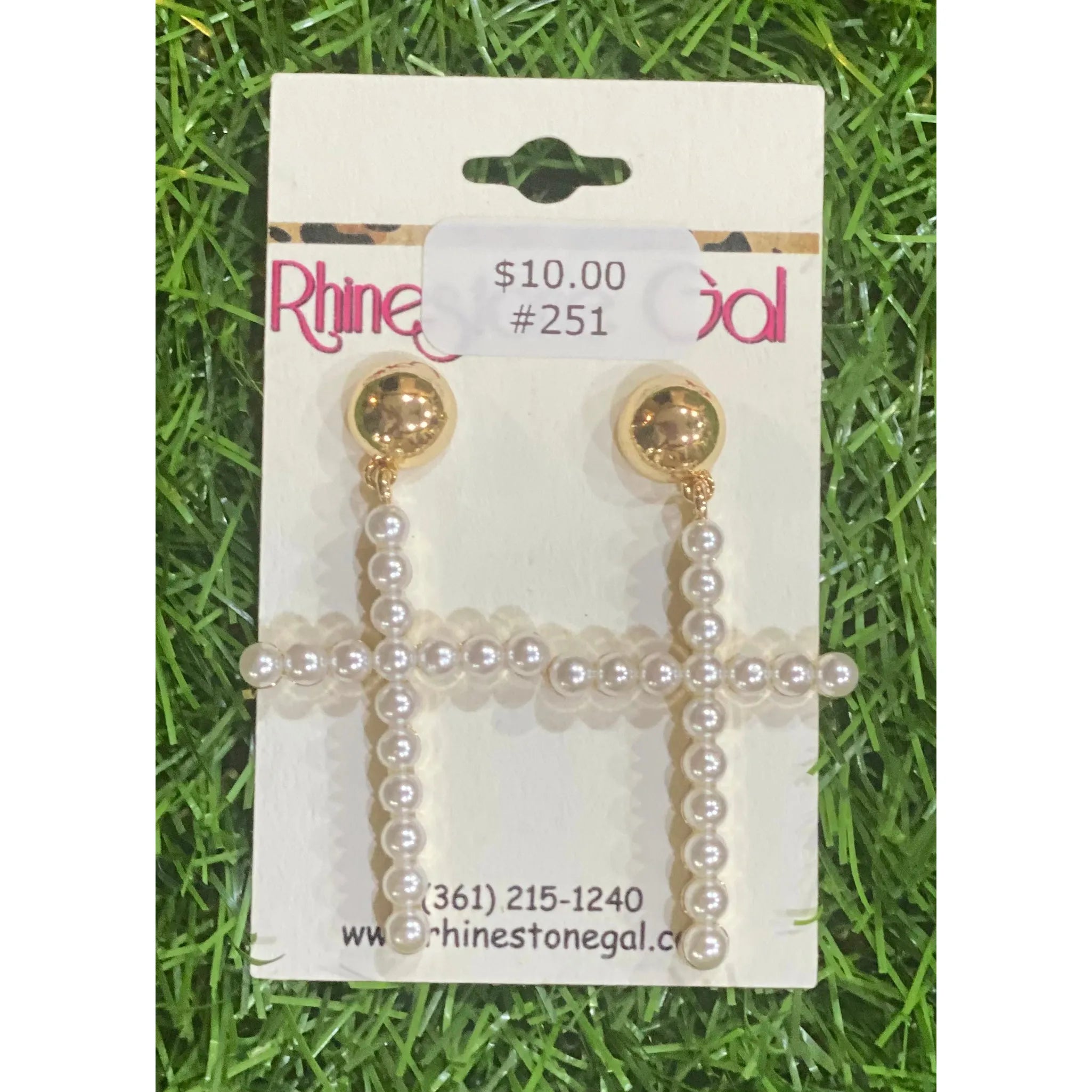 Pearl Cross Earrings