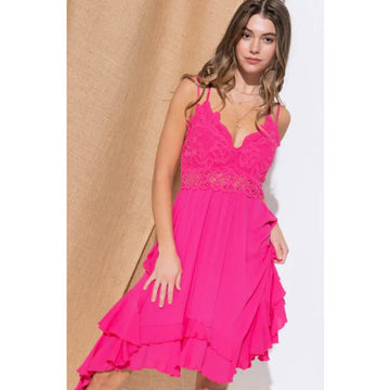 Fuchsia Bralette Ruffle Dress