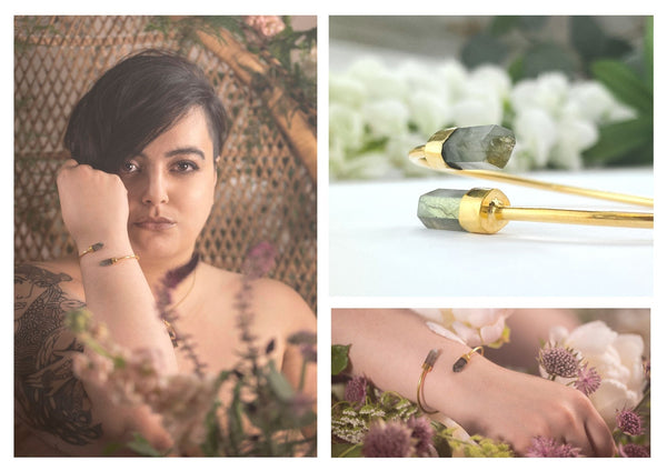 See our look book for more Gold Raw Turquoise Jewellery, Labradorite Hand Made by Ethical Brand Forage Design