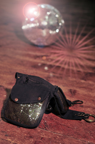 Seqion side bag with glitter ball | pocket belts | bumbag | sequinned fanny pack | festival fashion