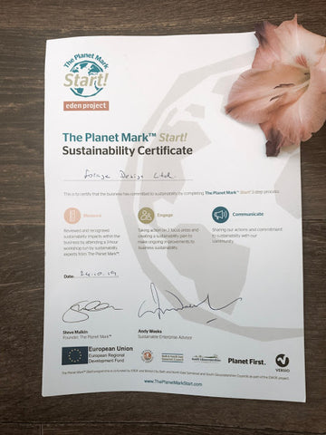 Forage certificate of sustainability from planet mark start