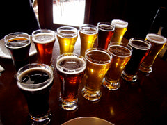 Selection of beer in numerous forms, light and dark