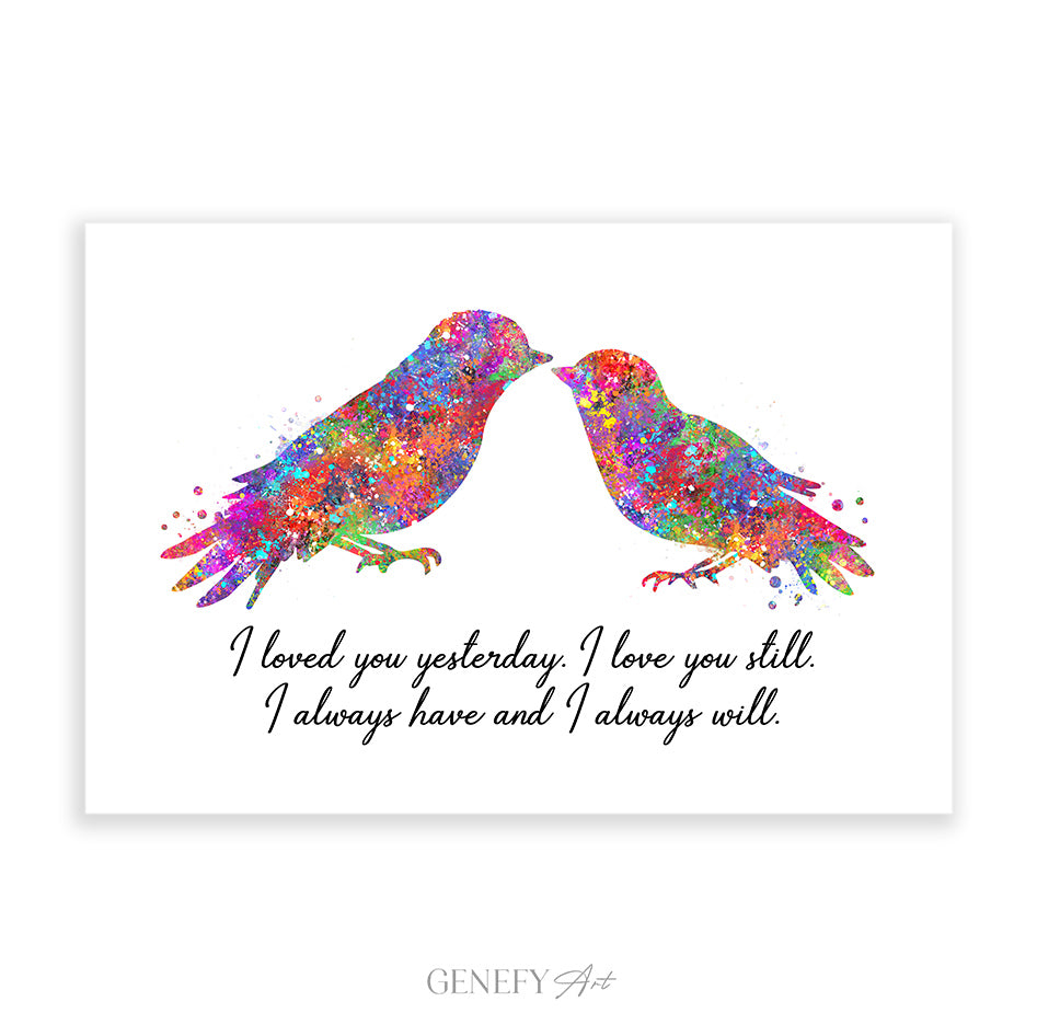 Love Birds Watercolour Print, Love Birds Quote Art, Birds Art ...