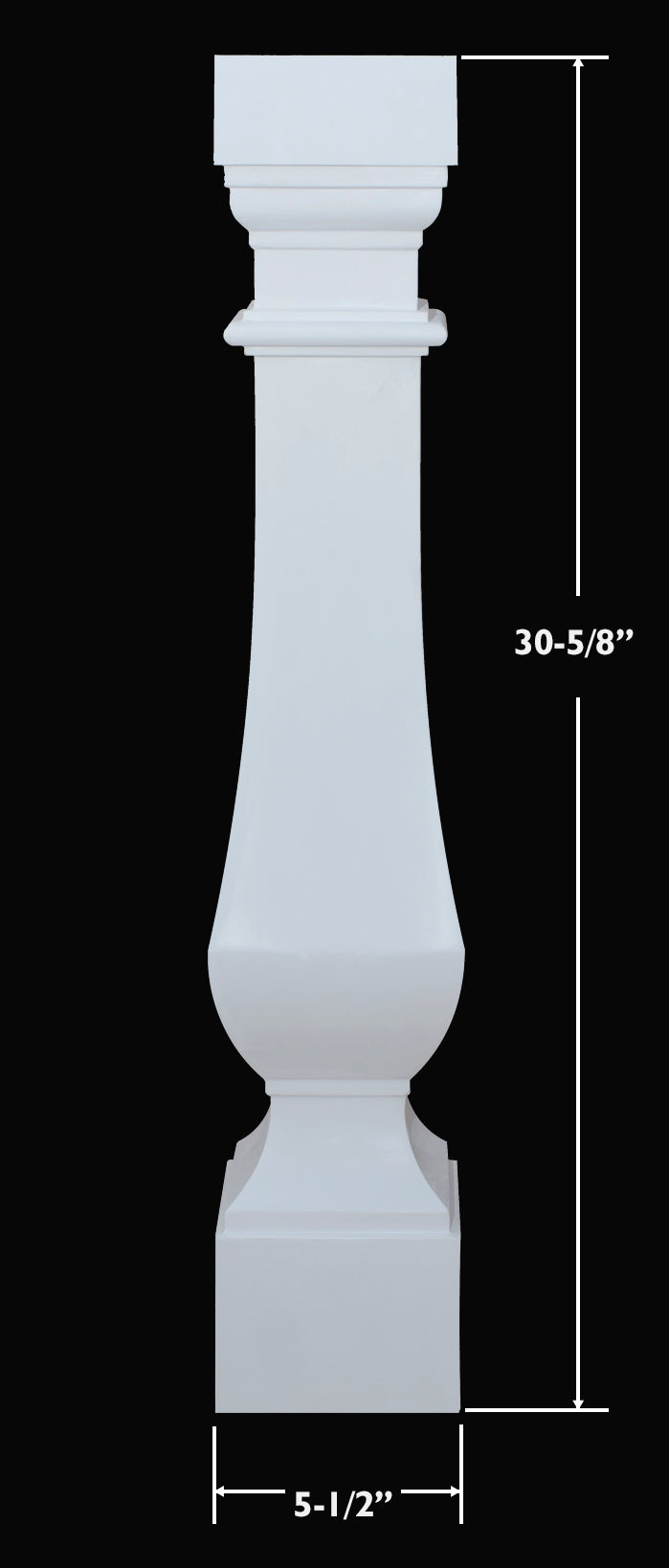 Dimensions for The Gainesville Classic Stone Pre-Finished Baluster Design from Brockwell Incorporated