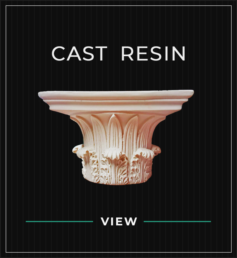 cast resin capitals collection with black pin stripe background