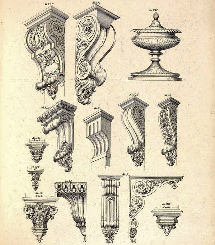 classical corbel sketches for brockwell incorporated's illustrated glossary of architectural terms
