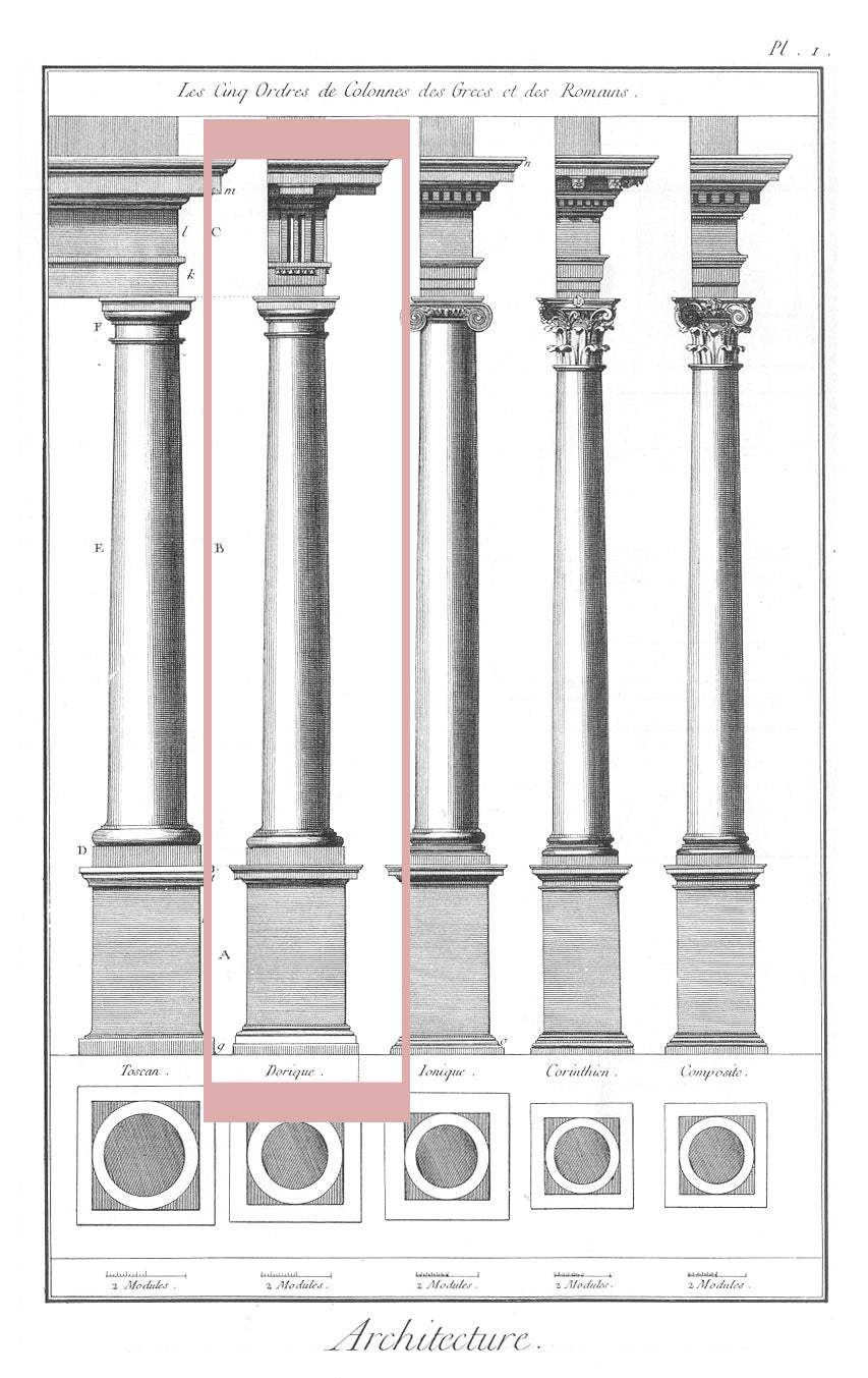 doric order sketch of classical orders of architecture for brockwell incorporated's illustrated glossary of architectural terms