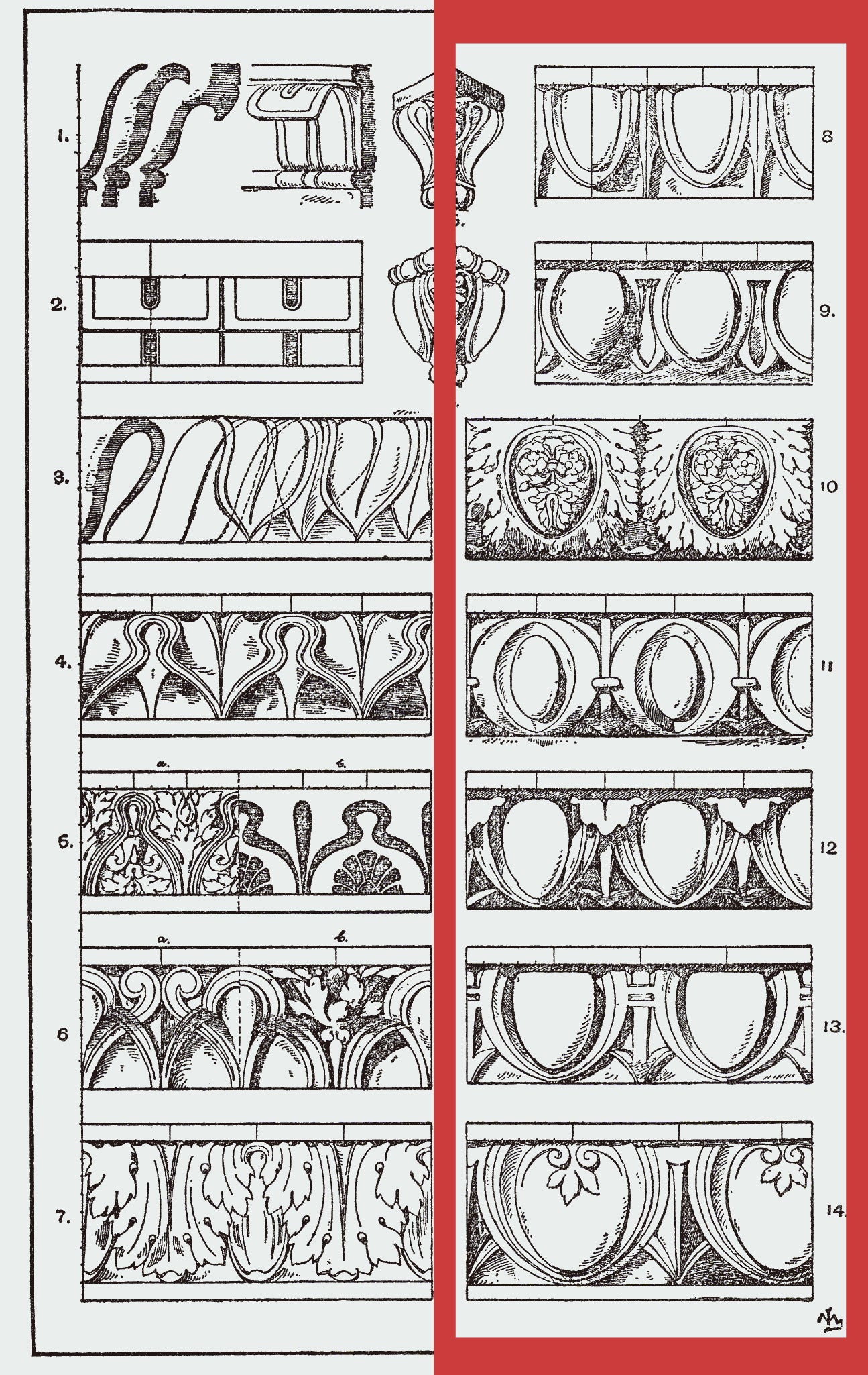 egg and dart molding sketches for brockwell incorporated's illustrated glossary of classical architectural terms