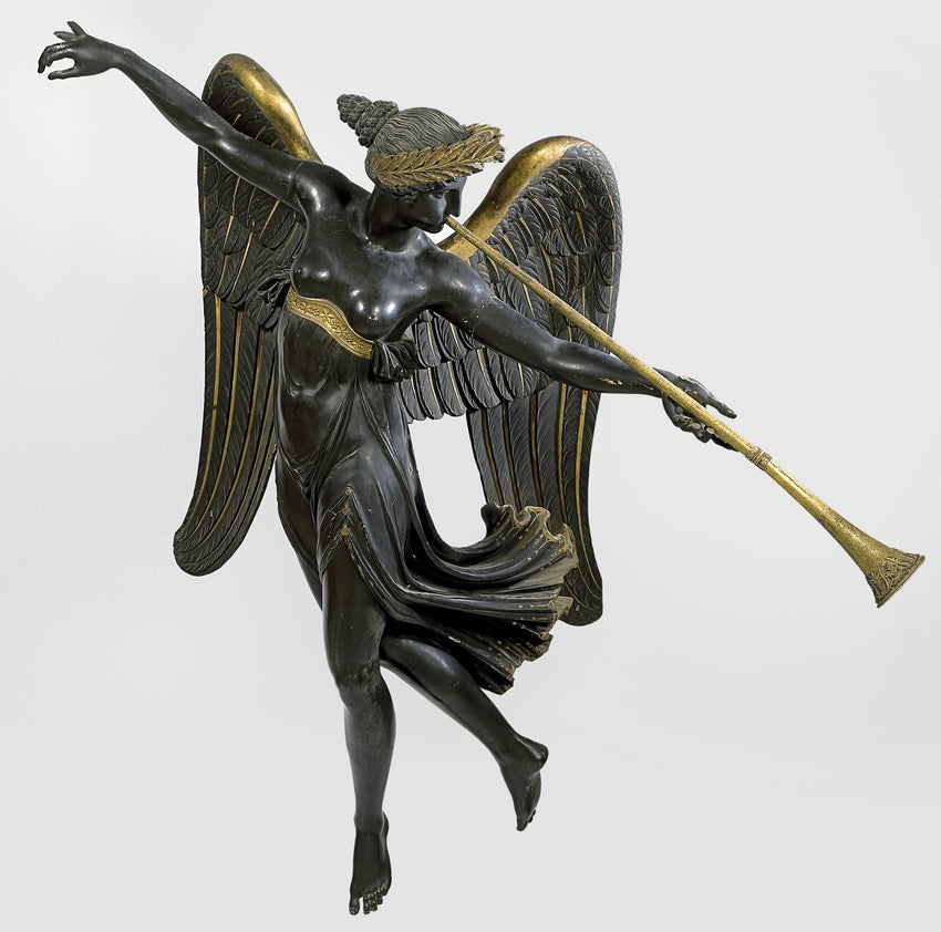 fame, or winged female, blowing a trumpet for brockwell incorporated's illustrated glossary of classical architectural terms