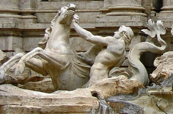 hippocamp concrete statue at the trevi fountain in rome illustrated glossary term for brockwell incorporated