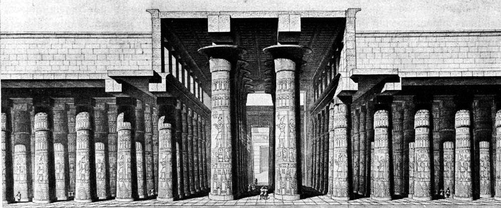 hypostyle classical sketch of the temple of arnak for brockwell incorporated's illustrated glossary of architectural terms