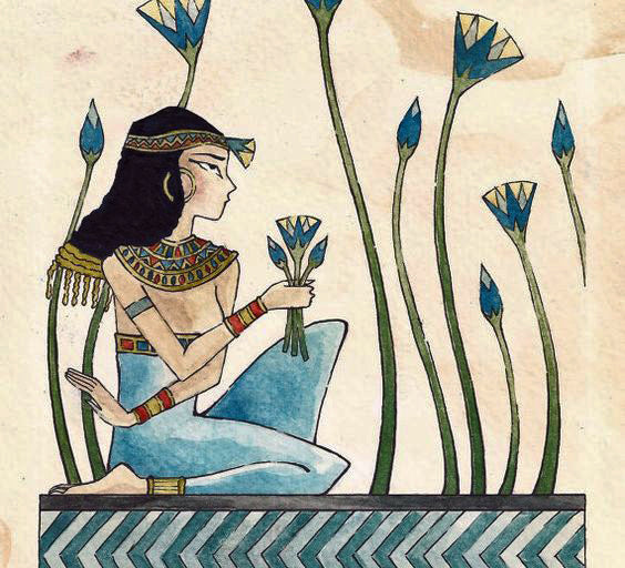 egyptian art of woman picking lotus flowers for brockwell incorporated's illustrated glossary of classical architectural terms