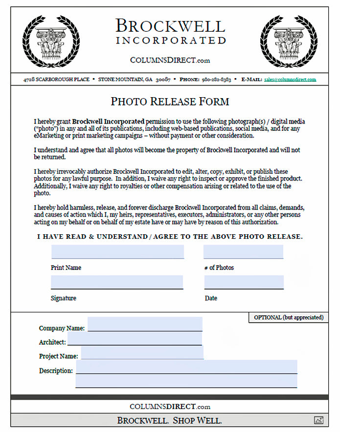 Download Brockwell Incorporated's Photo Release Form