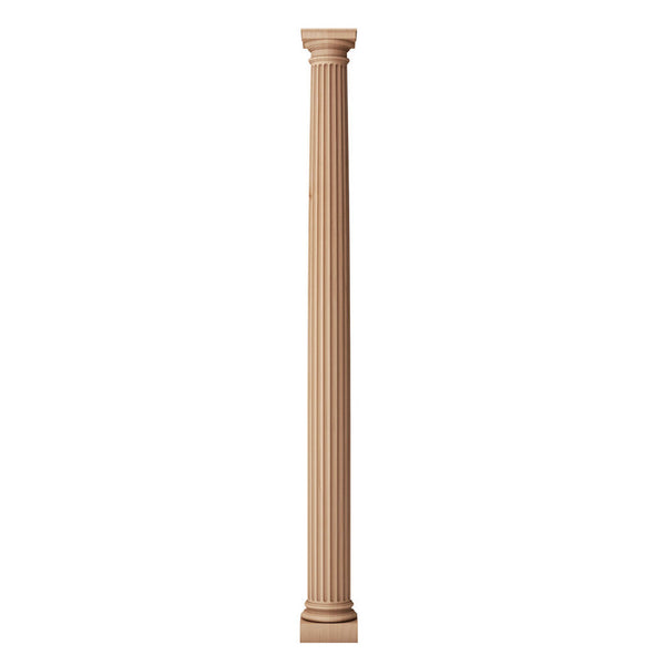 ColumnsDirect.com's fluted round 4 inch diameter wood fireplace column with a roman doric capital and ionic base