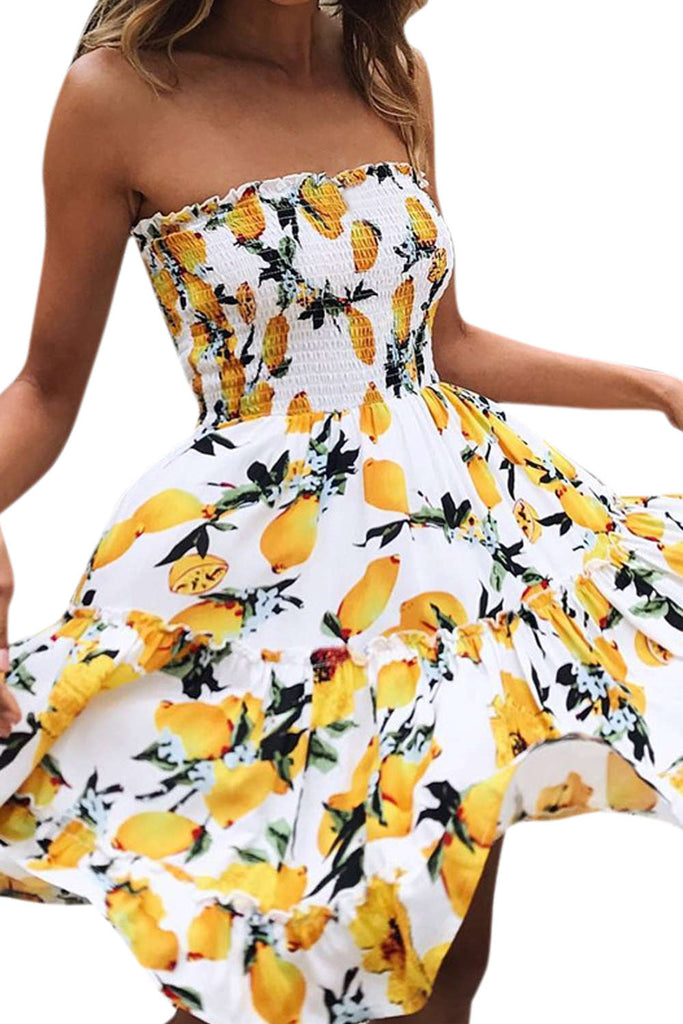 lemon strapless dress