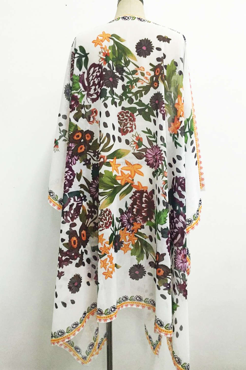Iyasson Floral Printed Vintage Beach Wear Bikini Kimono Robe