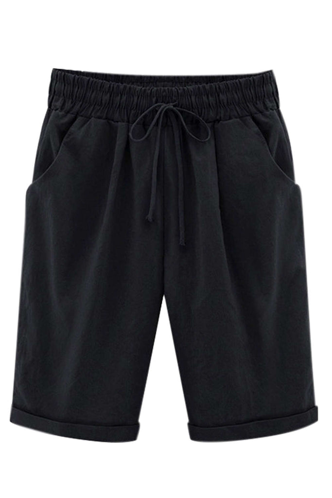 women's plus size drawstring shorts