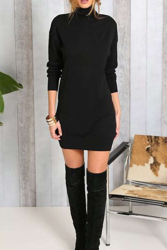 black polar neck dress