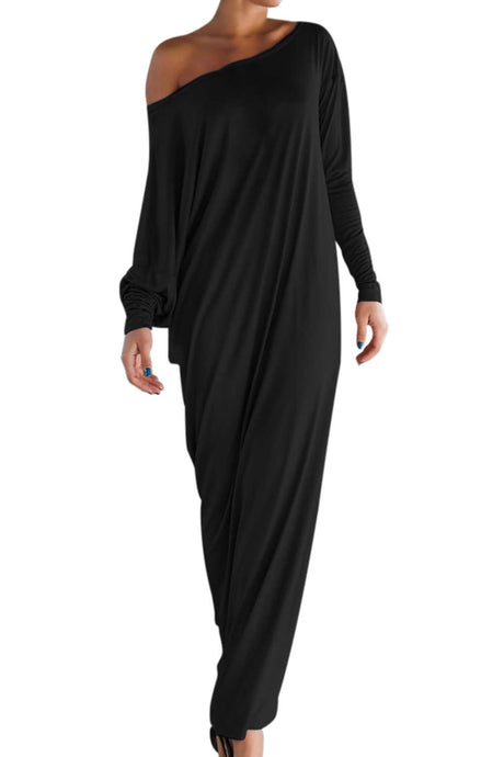 one shoulder long sleeve maxi dress