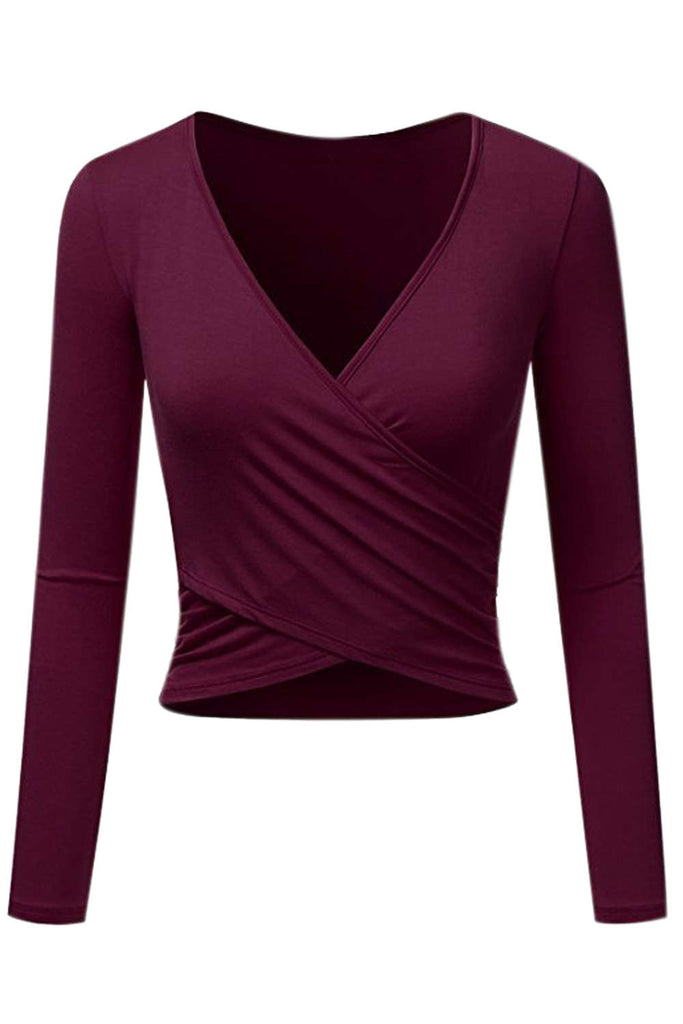 women's long sleeve wrap top