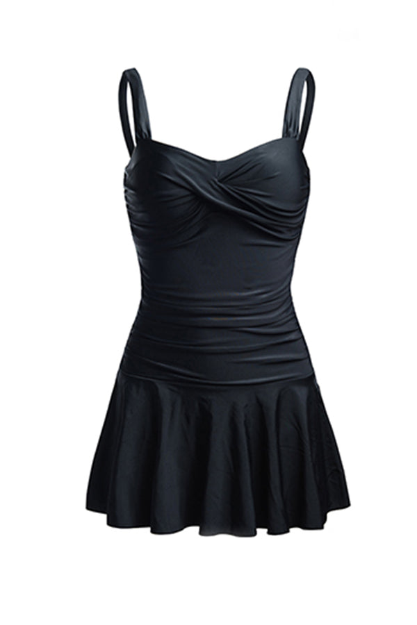 EZI Black Close-fitting With Shirring One-piece Swimsuit – Iyasson