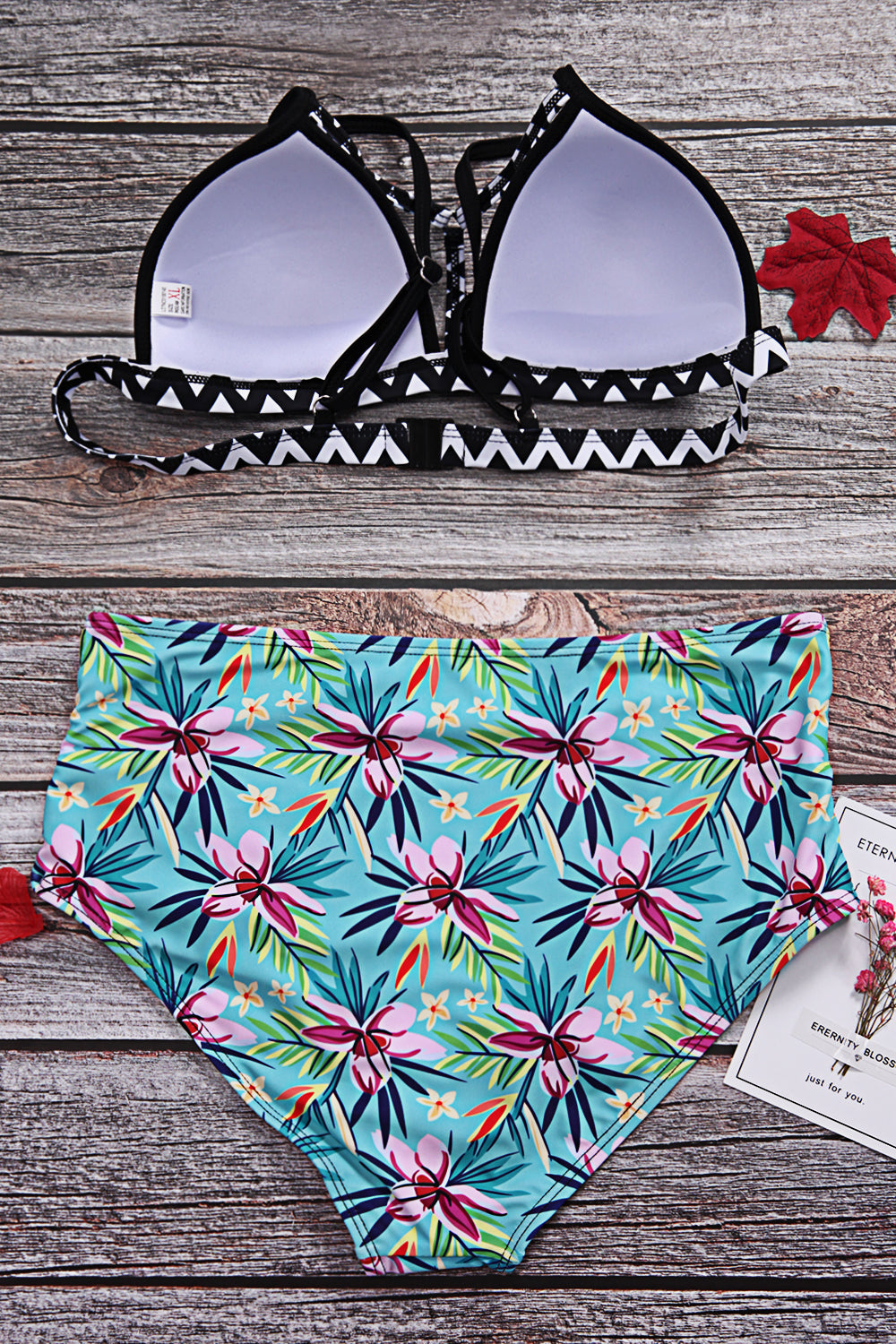 Iyasson Summer Beach Colorful Floral Printing Sexy Bikini Set