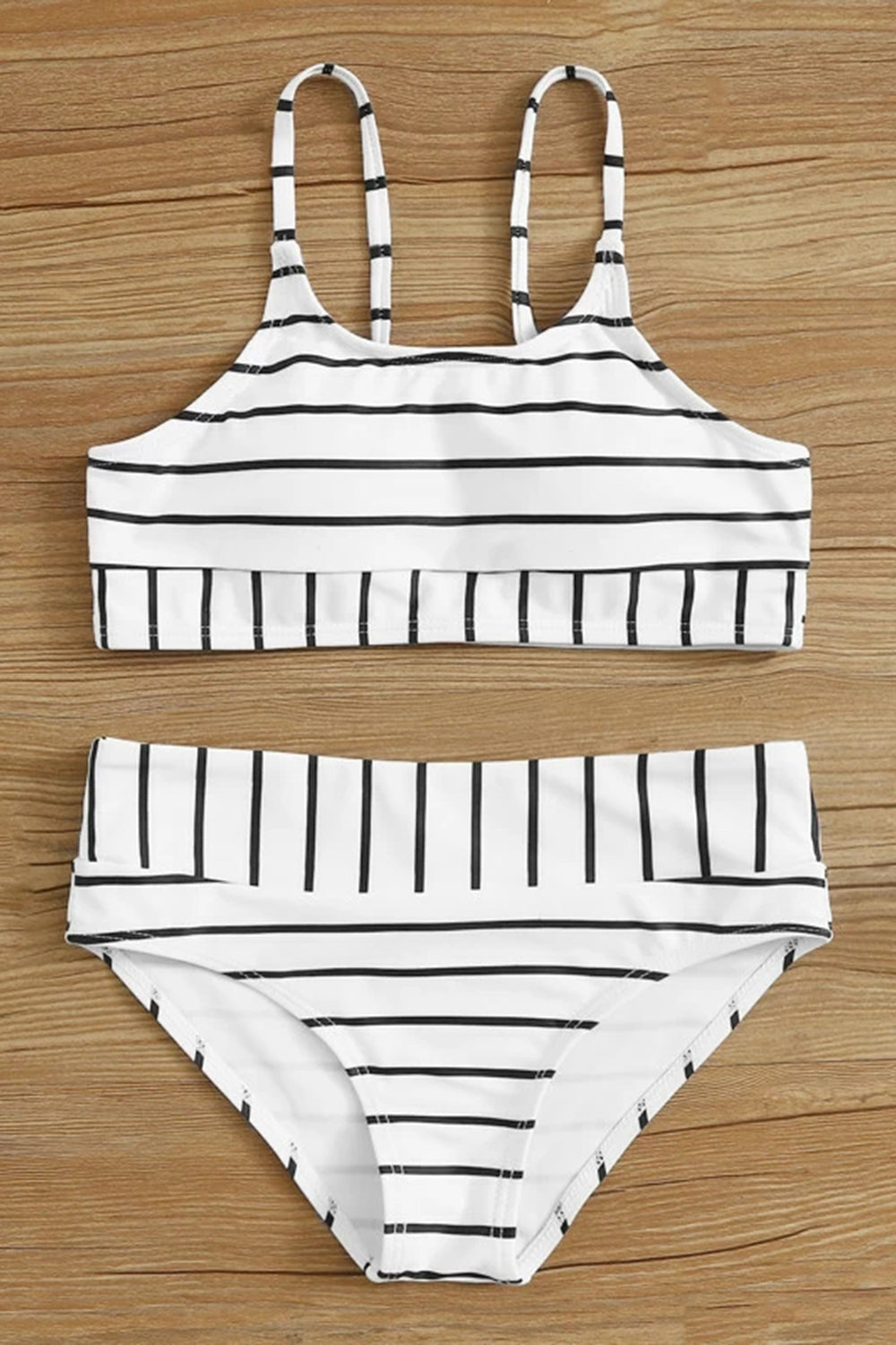 Girls Contrast Striped Bikini Set – Iyasson