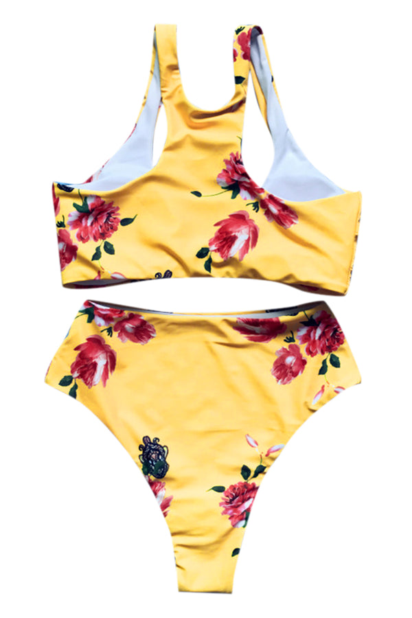 Iyasson Vintage Floral printing Bikini Set