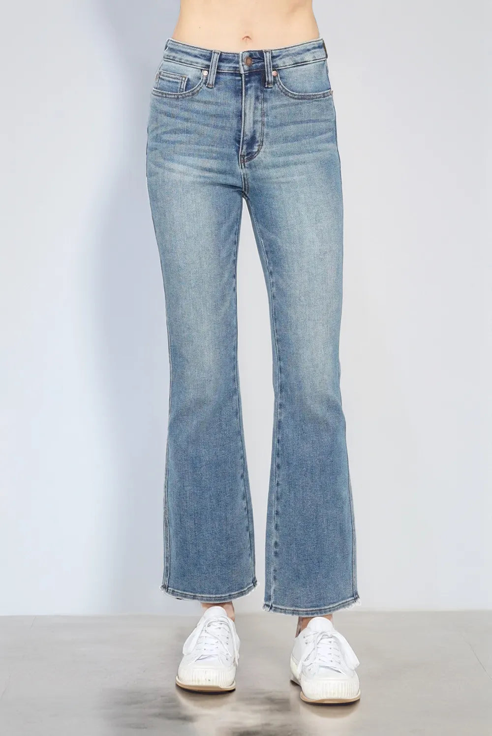 Judy Blue Full Size Tummy Control Back Embroidered Pocketed Bootcut Jeans Plus Size