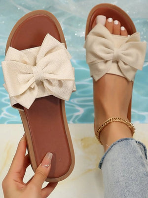 Bow-Tie Open Toe Flats Sandals - Handbags Specialist Headquarter