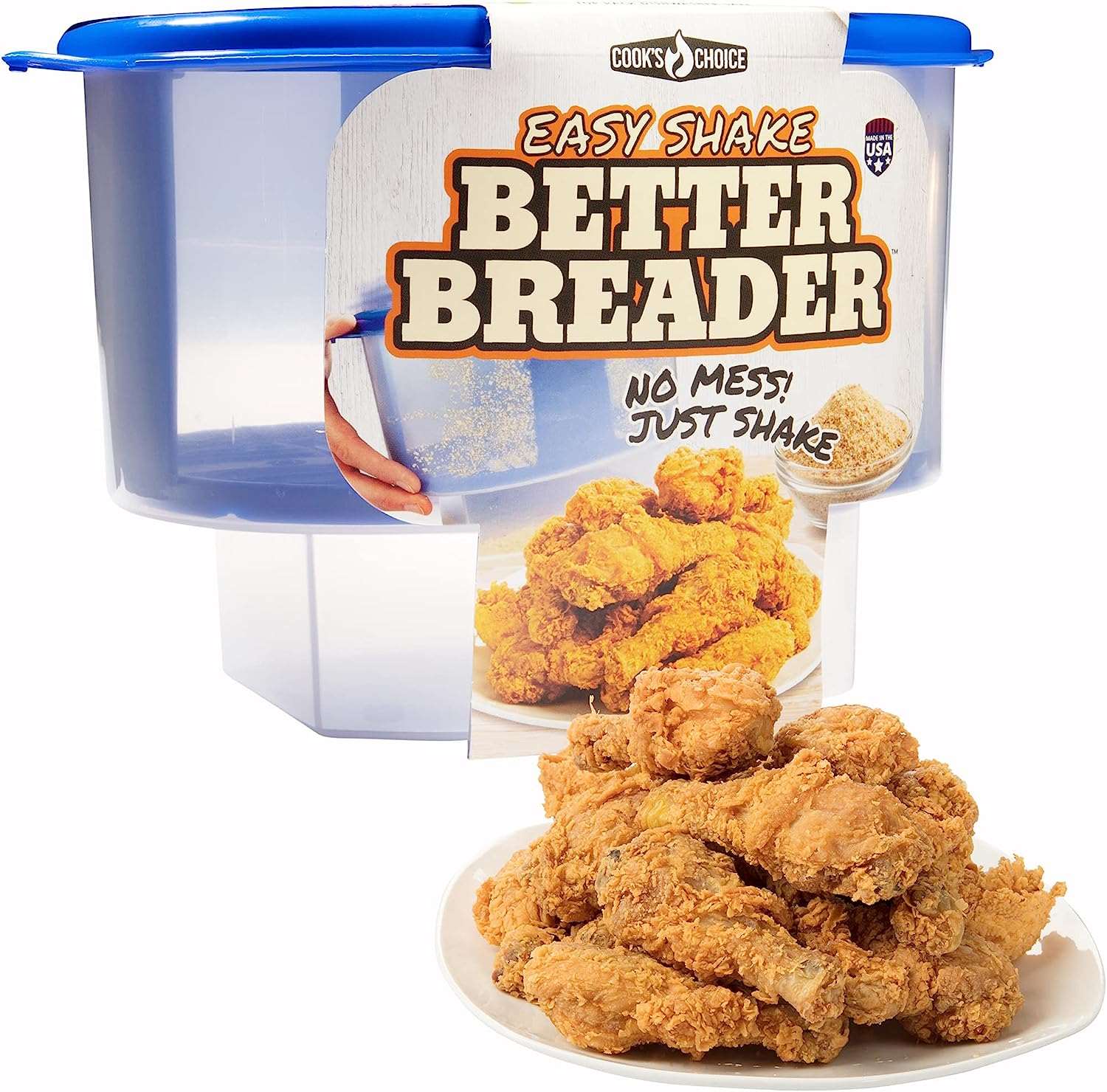  The Original Better Breader Bowl- All-in-One Mess-Free Batter Breading Station for Home & On-the-Go- Pour Seasoning, Add Meat or Veggies & Shake for Perfect Coating- Durable & Reusable for Meal Prep 