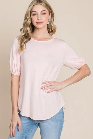 BOMBOM Round Neck Puff Sleeve T-Shirt - Handbags Specialist Headquarter