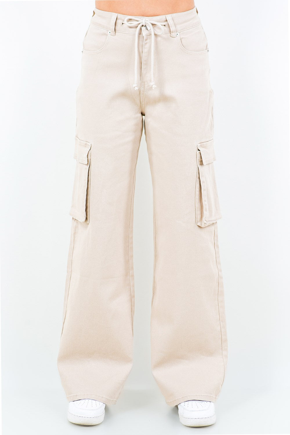 American Bazi Full Size Drawstring Wide Leg Cargo Pants Plus Size